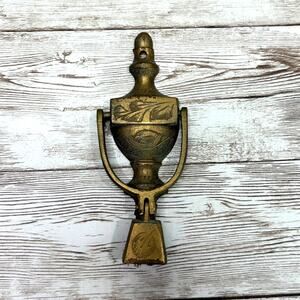 Vintage Brass Door Knocker Bell India Etched Bells of Sarna 78A-2 5" H x 2" W